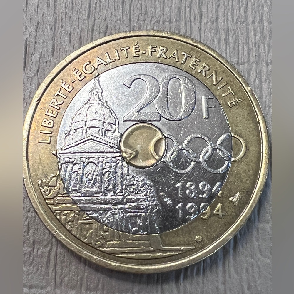 1994 100 yrs of Olympic ,  20 Franc Coin